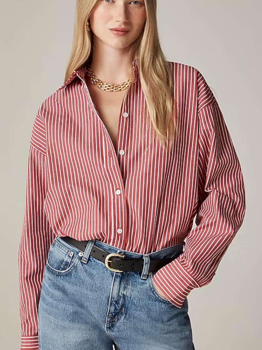 J. Crew Étienne oversized shirt in red pinstripe Jcrew XS Button down